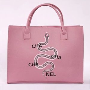 Shoulder Tote Bag by Los Angeles Trading Co Cha Cha Cha Nel Chanel 💗🐍💗pink